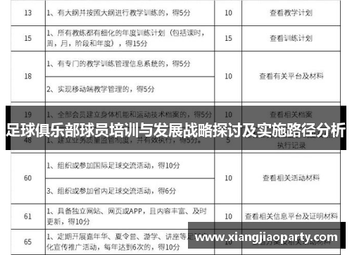 足球俱乐部球员培训与发展战略探讨及实施路径分析