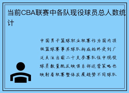 当前CBA联赛中各队现役球员总人数统计